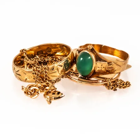 Diverse defekt guld 18K 13,5g bto.