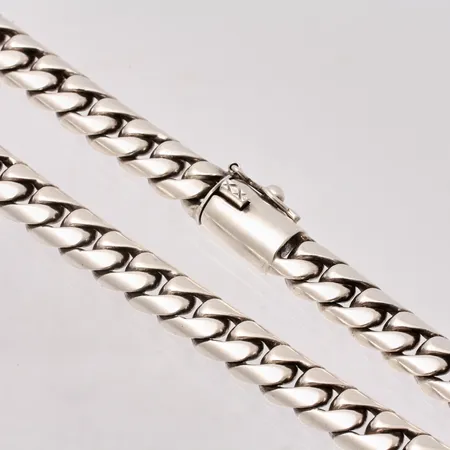 Kedja i silver, 51cm, Pansar, bredd 9,2mm, 925/1000, vikt 131g.