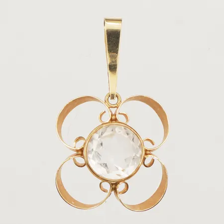 Hänge med sten, längd 34mm, bredd ca 20mm, 18K Vikt: 2,3 g