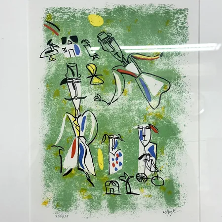 Färglitografi, Madeleine Pyk (född 1934), bildmått 33x24,5cm, rammått 40x50,5cm, signerad och numrerad 203/275, repor på glas Skickas med postpaket.