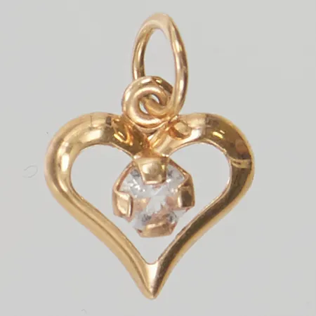 Hänge "hjärta" 8mm, vit sten, 18K 0,2g.