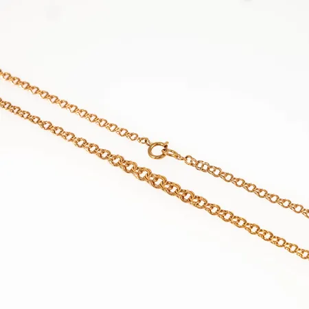 Colliér Bismarck i 18K guld. Det är 42,5 cm långt, 3 - 4,5 mm brett och väger 5,1g. Springring.