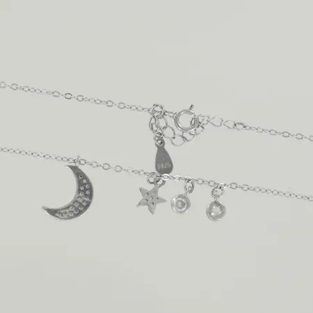 Halskedja med berlocker, längd justerbar 43-47 cm, silver 925/1000 Vikt: 2,7 g