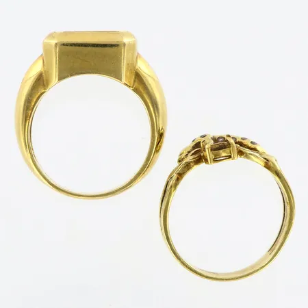 2 ringar, defekta skanar stenar, 14K Vikt: 11,1 g