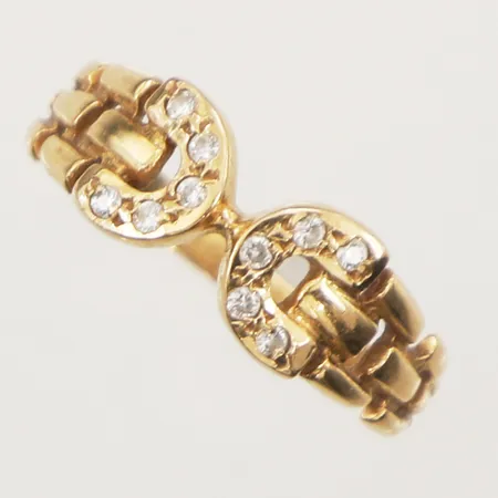 Ring med vita stenar, stl 17¼, bredd 1,7-6,5mm, 18K Vikt: 1,7 g