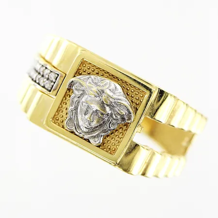 Klackring, stenar, stl 19¾, bredd 5-10,4mm, del med stenar saknas, OBS! ej märkesdesign. 18K Vikt: 6,2 g