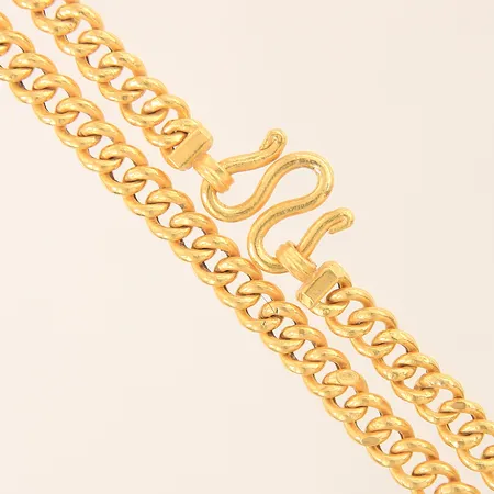 Kedja Pansar, längd 67cm, bredd 7mm, ihålig, något bucklig, 23K Vikt: 45,7 g