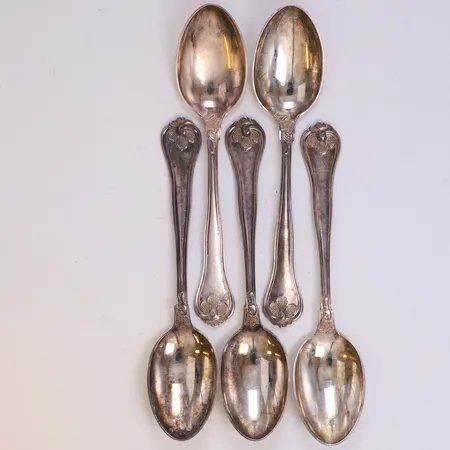5 Dessertskedar, längd 16cm, modell sachsisk, COHR, 830/1000 silver Vikt: 156,5 g