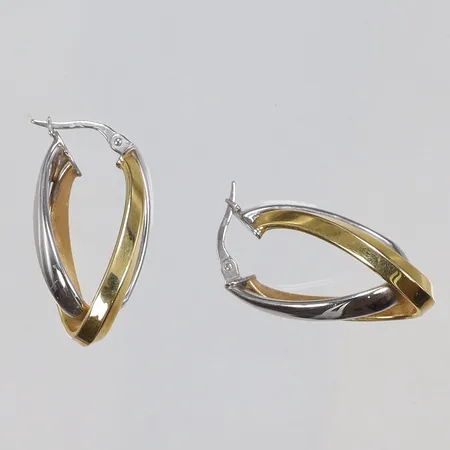 Ett par Örhängen tvåfärgade 15x30mm 14K Vikt: 5 g