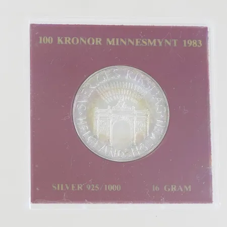 Silvermynt 100kr minnesmynt 1983, Silver 925/1000 Vikt: 16 g