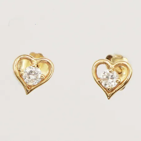 Ett par örhängen hjärtan med stenar, längd 5,8mm, bredd 5,8mm, 18K Vikt: 0,7 g
