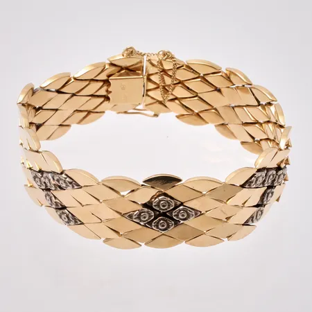 Armband i 18K guld/vitguld, 18,5cm, Korridor, bredd 19,5mm, utländska stämplar, vikt 35,97g.