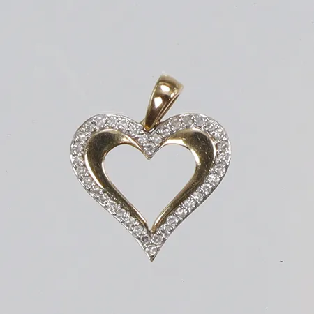 Hänge hjärta med vita stenar, 15x12mm, 18K Vikt: 0,9 g