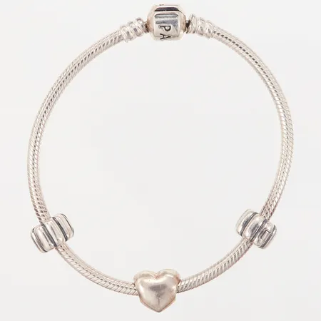 Armband Pandora med två hängen 19cm, bredd: 3mm, silver 925/1000 Vikt: 22,3 g