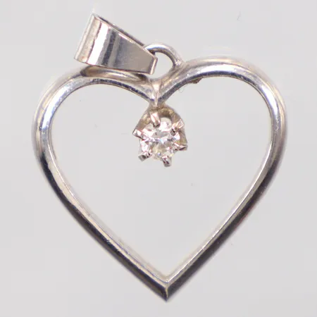 Hänge med diamant 1 x ca 0,10ct, längd 2,5cm, bredd 2cm, vitguld 18K. Vikt: 3,9 g