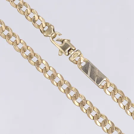 Halskedja pansar, 53cm, bredd 5mm, bucklig, defekt lås, 14K Vikt: 22,4 g