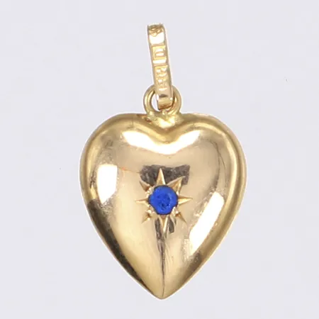 Hänge i form av hjärta med liten blå sten höjd 20mm inkl öglan 18K Vikt: 0,9 g