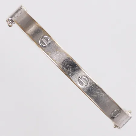 Armring med mönsterdekor, öppningsbar, Øca49mm, bredd 6mm, vitguld, behov av omrodiering, OBS! Ej märkesdesign!, 21K Vikt: 11,5 g