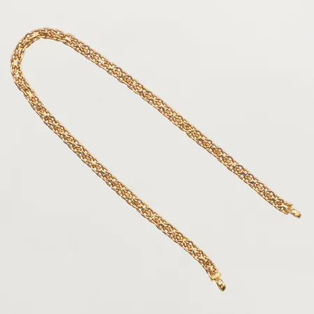 Kedja X-länk, längd 14cm, bredd 2,5mm, bucklig, saknar lås, 22K Vikt: 2,3 g