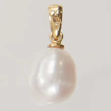 Hänge odlad sötvattenspärla ca 10x9mm, Guldfynd, 18K 1,6g.