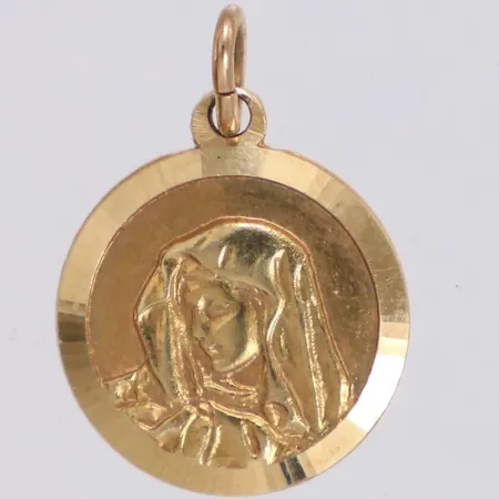 Hänge Madonna, längd 21mm inklusive ögla, bredd 14mm, 14K Vikt: 2,1 g