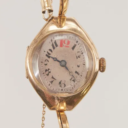 Damur 14K, 25x32mm, manuell, länk i 14K, bruttovikt 17,9g.