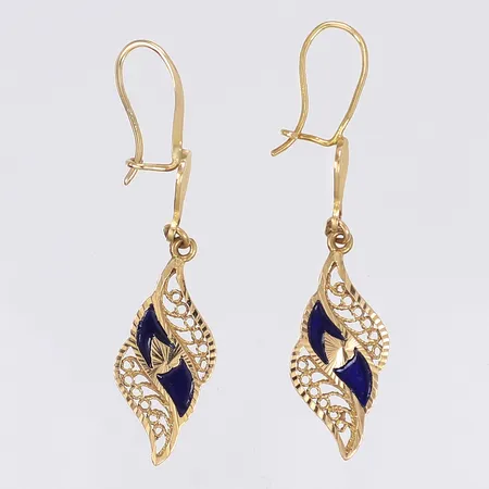 Ett par örhängen med emalj, 45x10mm, 21K Vikt: 2,8 g