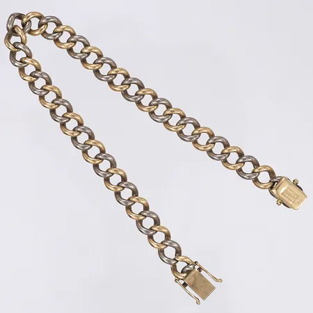 Armband pansar vitguld/rödguld, 20,5cm, bredd 8mm, svenska stämplar, bruksslitage, 18K Vikt: 37,2 g