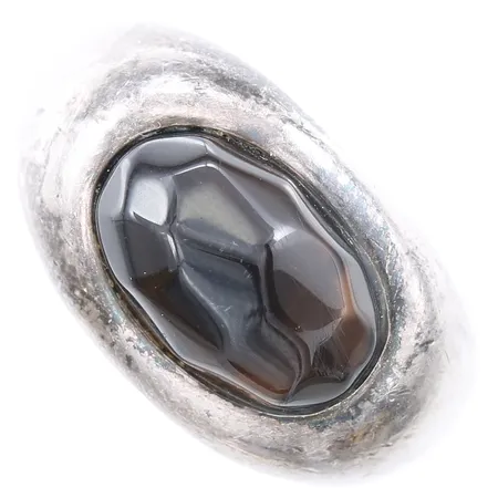 Ring med brun sten, stl: 18¾, bredd: 6 - 15mm, ESPRIT, bruksslitage/repor, 925/1000 silver, bruttovikt: 12,7g.