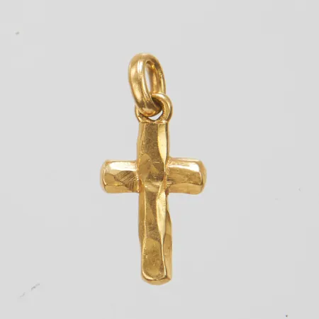 Hänge kors, 19,1x8,8mm, något asymmetrisk modell, svenska stämplar, 18K Vikt: 1,7 g
