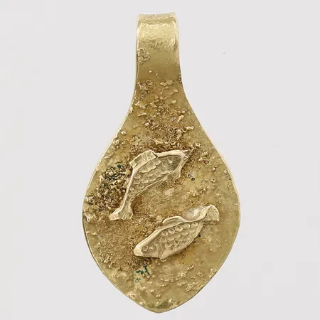 Hänge med dekor, stjärntecknet fiskarna, höjd inkl. inbyggd öggla: 21mm, bredd: 11mm, 18K guld Vikt: 2 g