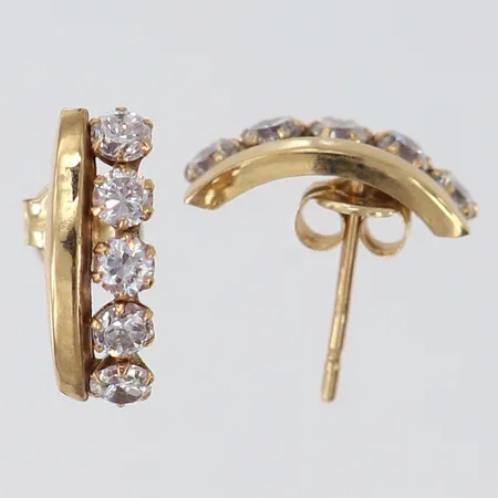 Ett par örhängen med vita stenar, 13x4,4mm, 18K. Vikt: 0,7 g