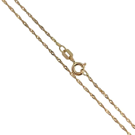 Halskedja Singapore, 18K guld, Guldfynd (GHA), längd 38,0 cm, bredd 1,1 mm, fint skick Vikt: 1,1 g