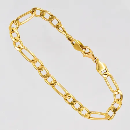 Armband Figaro, 19,5cm, bredd 6,3mm, ihålig, klämd länk vid lås, 21K Vikt: 6,4 g