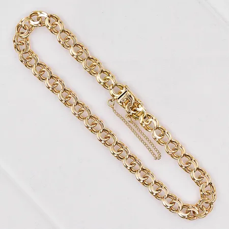 Armband Bismarck, 21cm, bredd 6,2mm, säkerhetskedja, 18K Vikt: 12,7 g