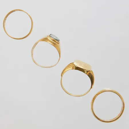 4 Ringar, monogramgravyr, personliga gravyrer, skeva, sten, 18K Vikt: 18,4 g