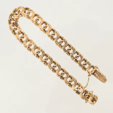 Armband, bismarck längd ca 17cm, bredd 8mm (slitet, missfärgad) 18K, 20,6g