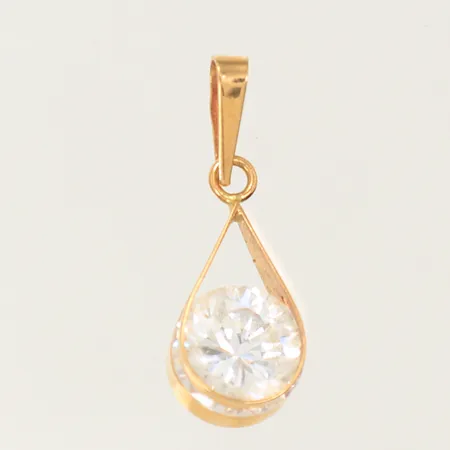 Hänge med vit sten 20x7mm inklusive hängöglan, 18K bruttovikt 0,9g Vikt: 0,9 g