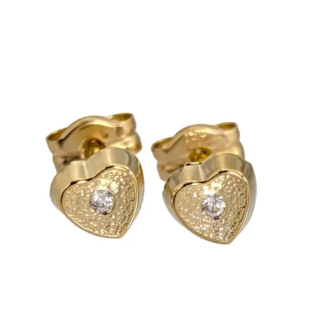 Örhängen Hjärtan, 18K guld, vita stenar, storlek 5x5 mm, originalploppar, fint skick, stenar utan anmärkning Vikt: 0,5 g