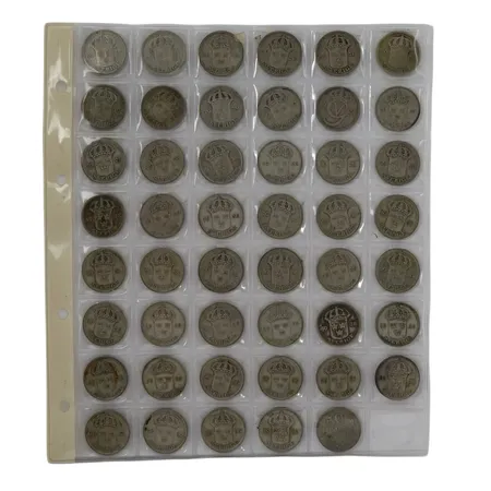  50-öringar, 47 stycken, silver 600/1000,  beräknad finvikt 141g Vikt: 141 g