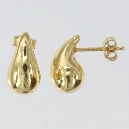 Ett par örhängen droppar, 13,8x7,4mm, ihålig, 18K. Vikt: 1,8 g