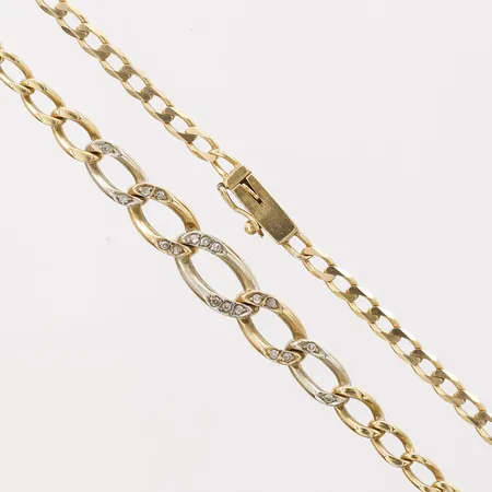 Collier doserad Pansar med diamanter 18 x ca. 0,01ct, längd: 44,5cm, bredd: 3,5-8mm, Portugal, Porto år 2015-2020, 18K guld Vikt: 18,6 g