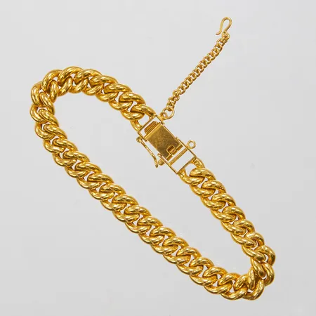 Armband Pansar, längd: 19,5cm, bredd: 8,5mm, ihåligt, säkerhetskedja, 22K Vikt: 25,3 g