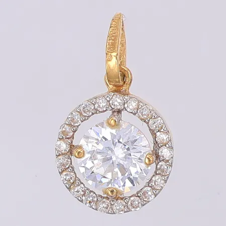 Hänge vita stenar ca 15mm, 18K Vikt: 0,7 g