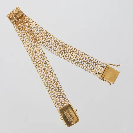 Armband X-länk med stav, längd: 18,7cm, bredd: 11,2mm, svenska stämplar, 18K Vikt: 12,6 g