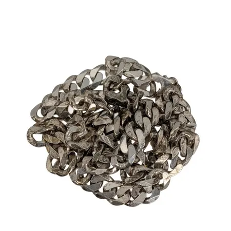 Halskedja Pansar, silver 925/1000, längd 49,5 cm (+ 4 cm, extra kedja), bredd 7,5 mm, defekt, saknar lås Vikt: 43,2 g