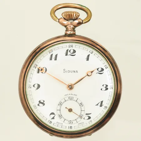 Fickur Siduna, Ø 50mm, silver i boett, i fodral, fungerar ej, Silver 800/1000, 102,8g bruttovikt 