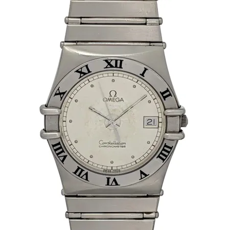 Herrur Omega Constellation, stål, Ø32 mm, chronometer, quartz - tickar, datum, boettnummer 1431, ej tillbehör, handledsmått max 17,5 cm, missfärgad urtavla - skav från timvisare, bruksmärken