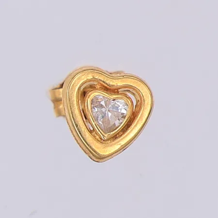 Udda örhänge hjärta vit sten ca 6,5mm, 18K Vikt: 0,3 g