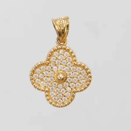 Hänge med vita stenar, 20,5x13,5mm, OBS! Ej märkesdesign! 14K, bruttovikt 1,3g Vikt: 1,3 g